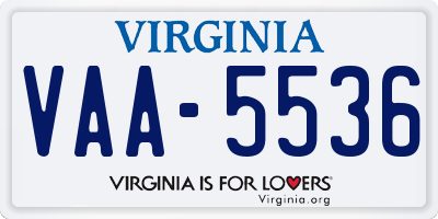 VA license plate VAA5536