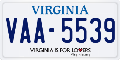 VA license plate VAA5539