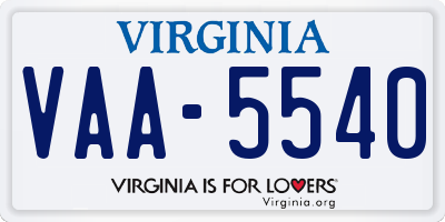 VA license plate VAA5540