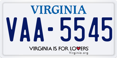 VA license plate VAA5545