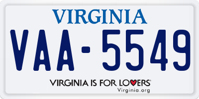 VA license plate VAA5549