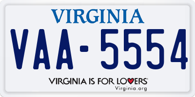 VA license plate VAA5554