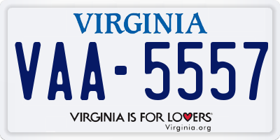 VA license plate VAA5557