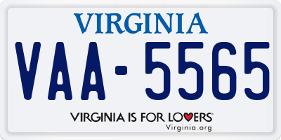 VA license plate VAA5565