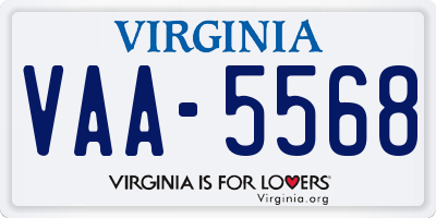 VA license plate VAA5568