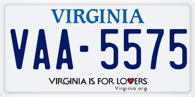 VA license plate VAA5575