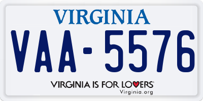 VA license plate VAA5576
