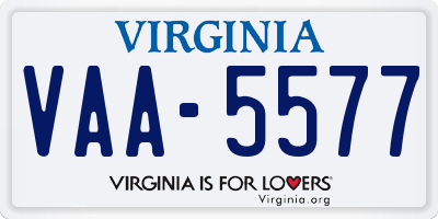 VA license plate VAA5577