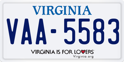 VA license plate VAA5583