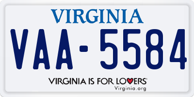 VA license plate VAA5584