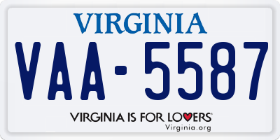 VA license plate VAA5587