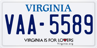 VA license plate VAA5589