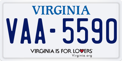 VA license plate VAA5590