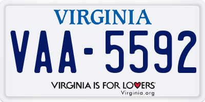 VA license plate VAA5592