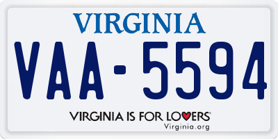 VA license plate VAA5594