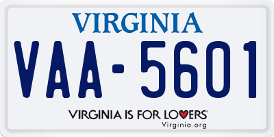 VA license plate VAA5601