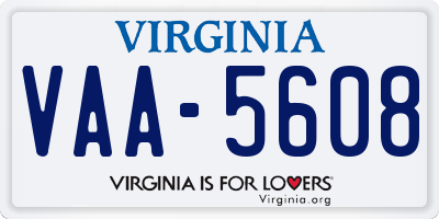 VA license plate VAA5608