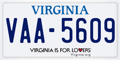 VA license plate VAA5609