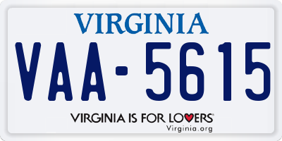 VA license plate VAA5615