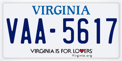 VA license plate VAA5617