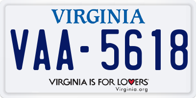 VA license plate VAA5618