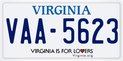 VA license plate VAA5623