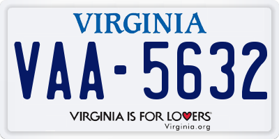 VA license plate VAA5632