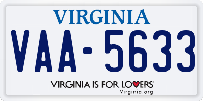 VA license plate VAA5633