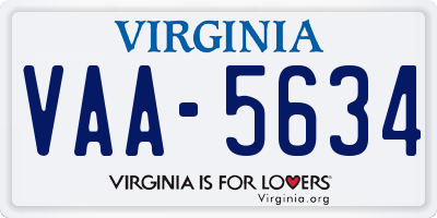 VA license plate VAA5634