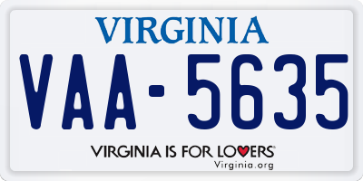 VA license plate VAA5635