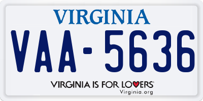 VA license plate VAA5636