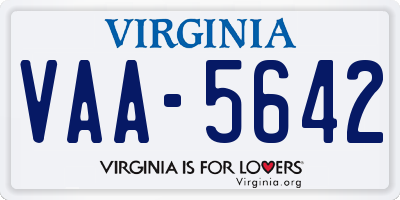 VA license plate VAA5642