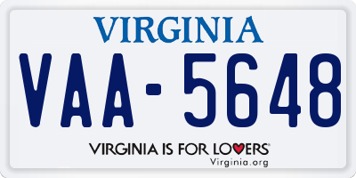 VA license plate VAA5648