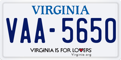 VA license plate VAA5650