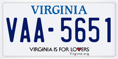 VA license plate VAA5651