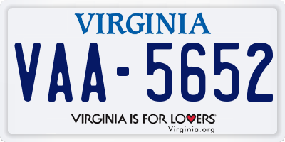 VA license plate VAA5652