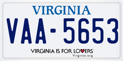 VA license plate VAA5653