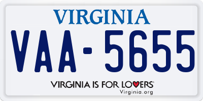 VA license plate VAA5655