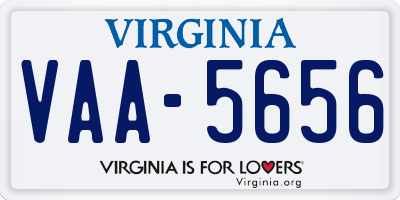 VA license plate VAA5656