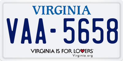 VA license plate VAA5658