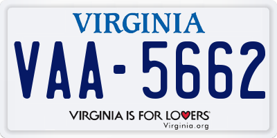 VA license plate VAA5662