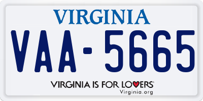 VA license plate VAA5665