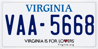 VA license plate VAA5668