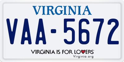 VA license plate VAA5672