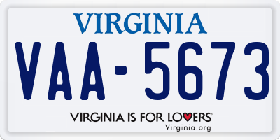 VA license plate VAA5673
