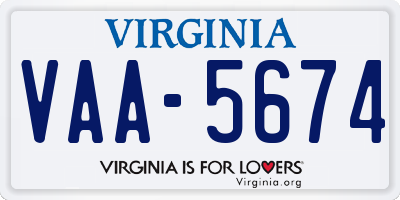 VA license plate VAA5674