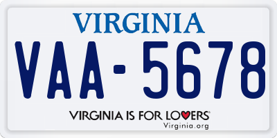 VA license plate VAA5678