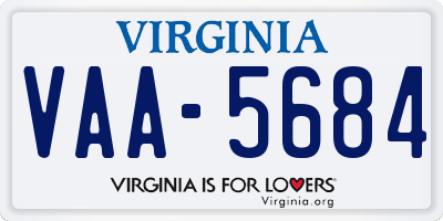 VA license plate VAA5684