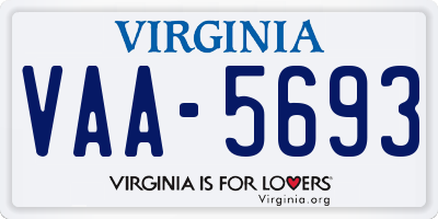 VA license plate VAA5693