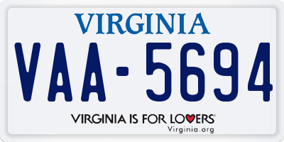 VA license plate VAA5694